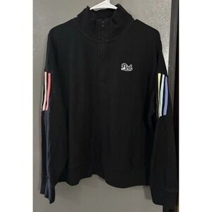 Black‎ PINK Zip Up Long Sleeve Women's Large Rainbow Stripes Victoria's Secret